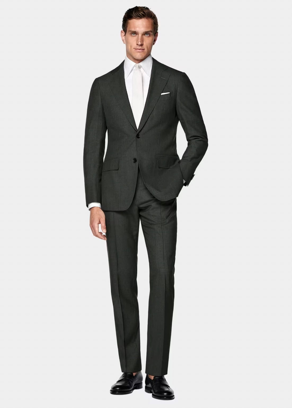 Мужской костюм двойка (серо-зеленый) Б61