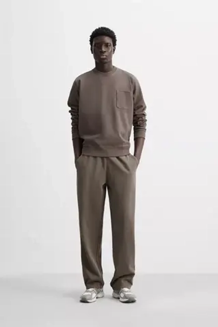 ZARA БРЮКИ-ДЖОГГЕРЫ REGULAR FIT, ЗЕМЛЯНОЙ