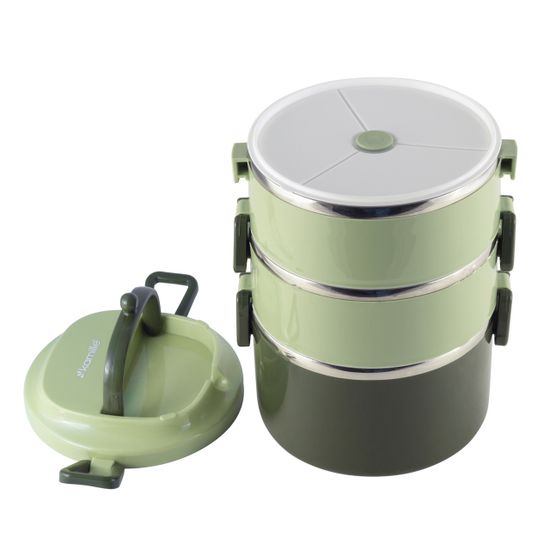 Ланч бокс тройной 2400 мл. Kamille KM-2137 пластик, нержавеющая сталь