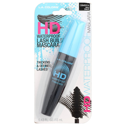 L.A. Colors, HD, водостойкая тушь для ресниц, CBMS314, насыщенный черный, 13 мл (0,43 жидк. унции)