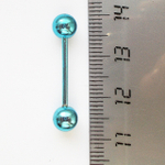 Серьги для пирсинга языка с шариком 15х1,6х6 мм. Медицинская сталь, цветное анодирование. Голубые. 1 шт.