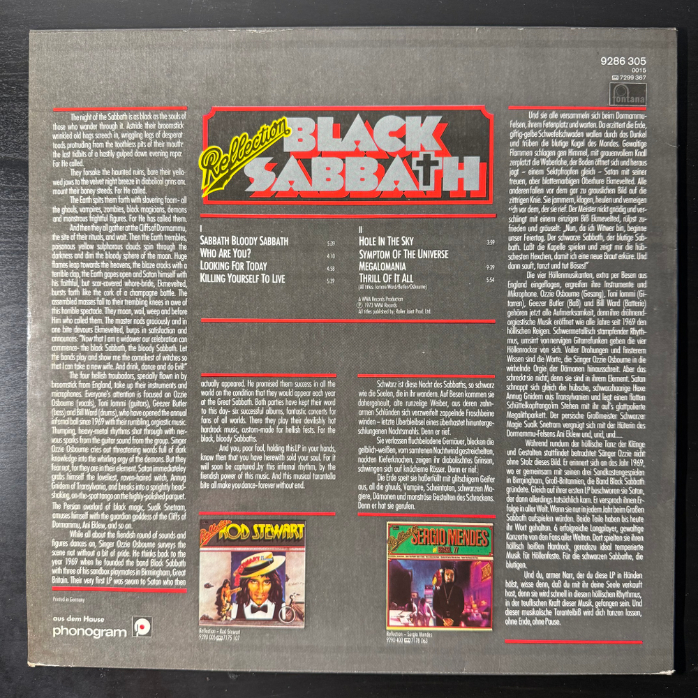 Black Sabbath ‎– Reflection (Германия 1975г.)