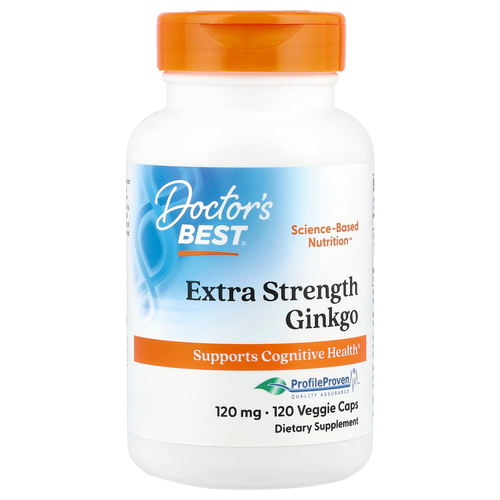 Doctor's Best, гинкго, 120 мг, 120 вегетарианских капсул