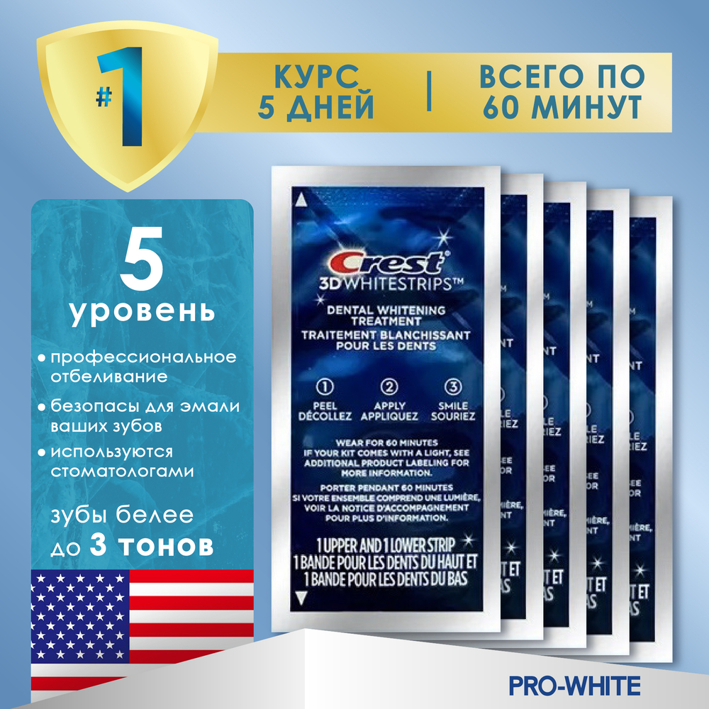 Отбеливающие полоски Crest 3D White 1-Hour Express 5шт