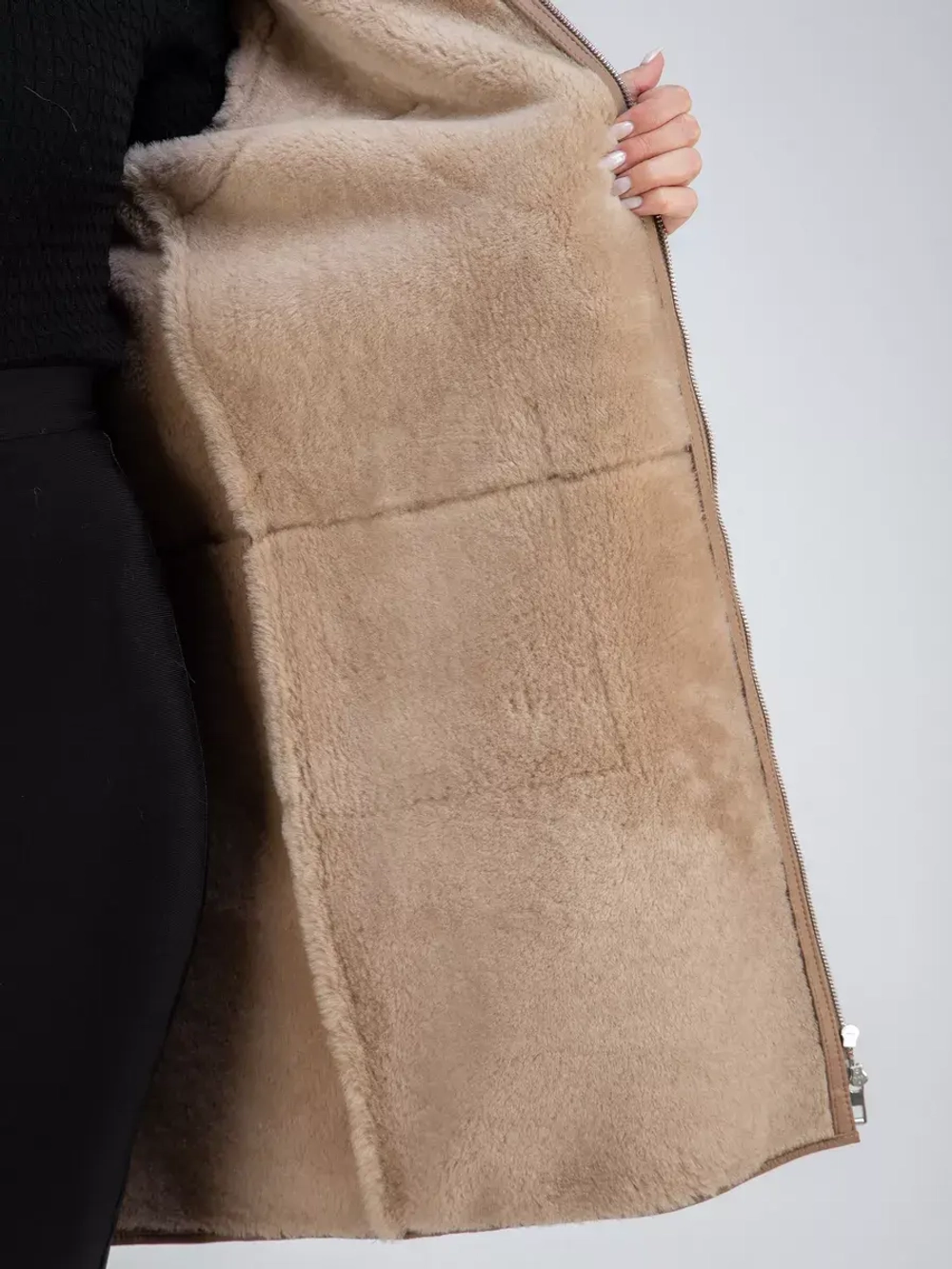 Дубленка натуральная с капюшоном длинная Турция