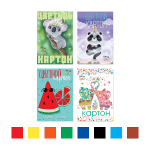 Набор цветного картона А4 (200 х 290 мм), 16 листов, 8 цветов "МУЛЬТИКИ", 4 вида (Альт)