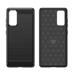 Мягкий чехол черного цвета под карбон на Samsung Galaxy S20 FE (Fan Edition), серия Carbon от Caseport