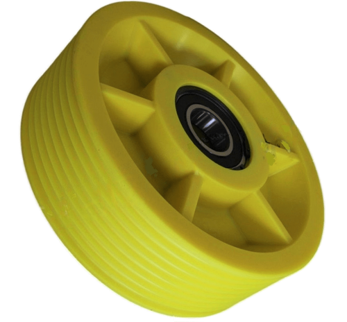 Отводной блок (полиамид) лебедки 400х8х10 мм подшипник 6312-2RSR C3, расстояние между тросами 14 мм