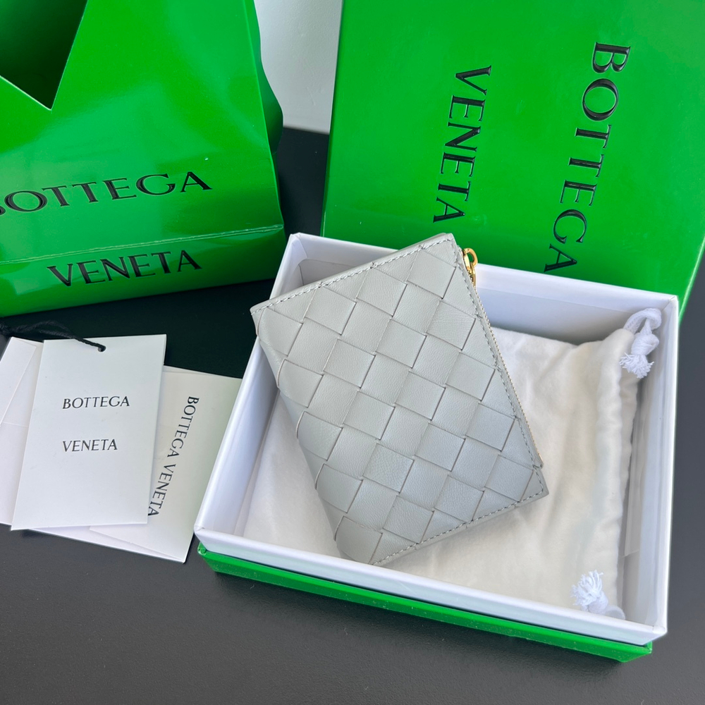 Bottega Veneta Small Intrecciato Bi-Fold Zip Wallet