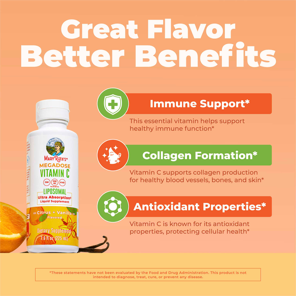 MaryRuth's, Megadose Vitamin C, липосомальный витамин C, с ароматом цитрусов и ванили, 225 мл (7,6 жидк. унции)