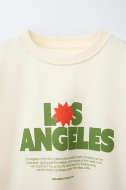 ZARA ФУТБОЛКА С НАДПИСЬЮ, СВЕТЛО-ЖЕЛТЫЙ