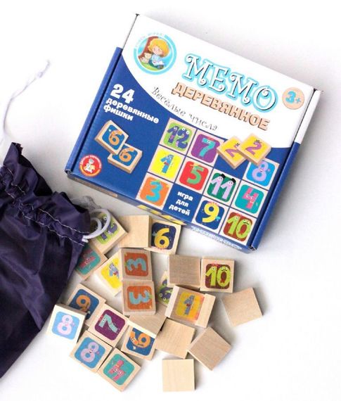 Игра деревянная МЕМО &quot;Веселые числа&quot;