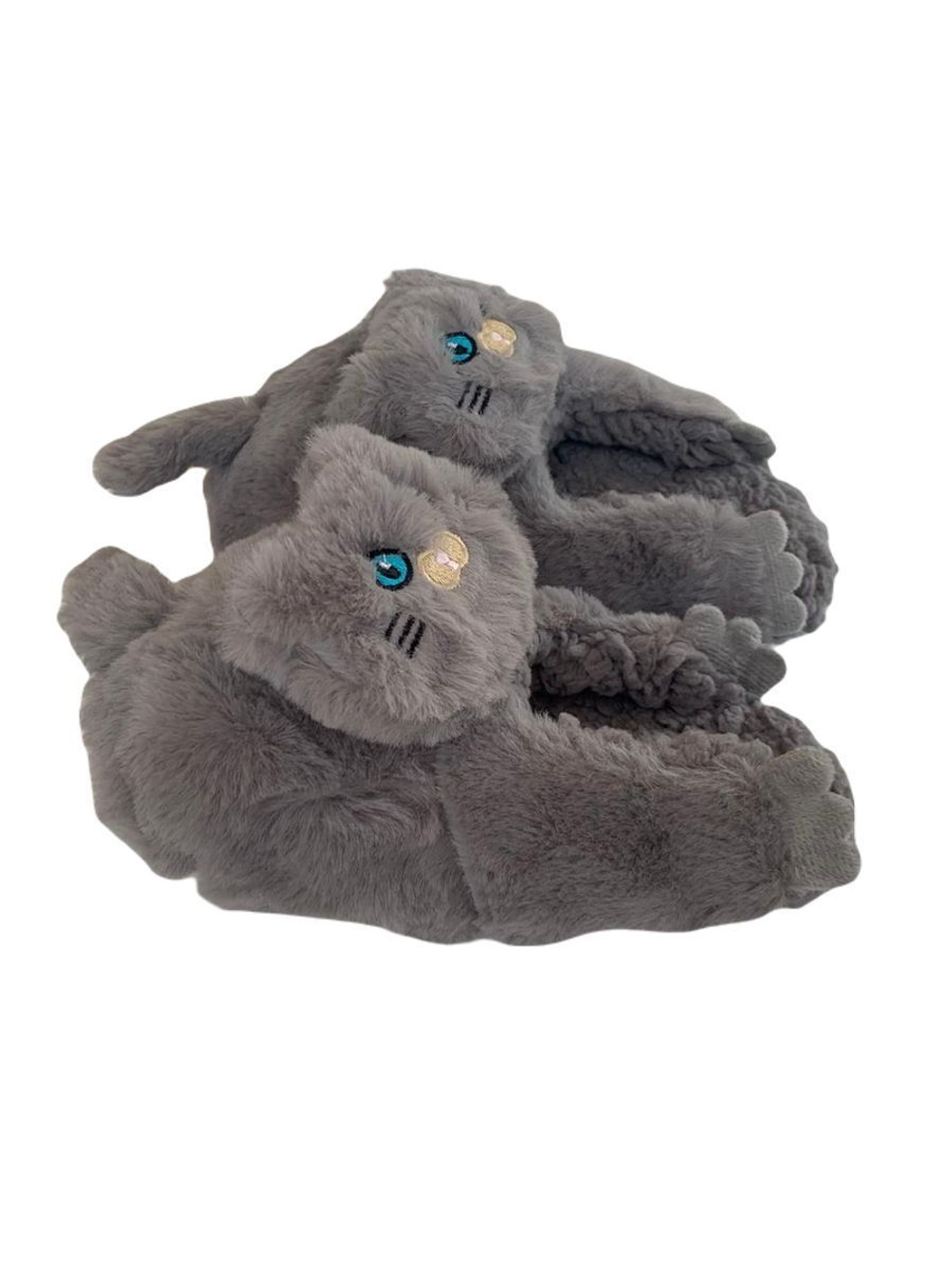 Тапочки детские Лиана, кигуруми Котики, темно-серый, 10-12 лет 21-22,5 см