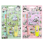 Канцелярский набор Basir с цветным текстовыделителем, 6-ти цветной ручкой, скотчем и блокнотом, серия "Панда", ассорти, 19.5*11.5 см