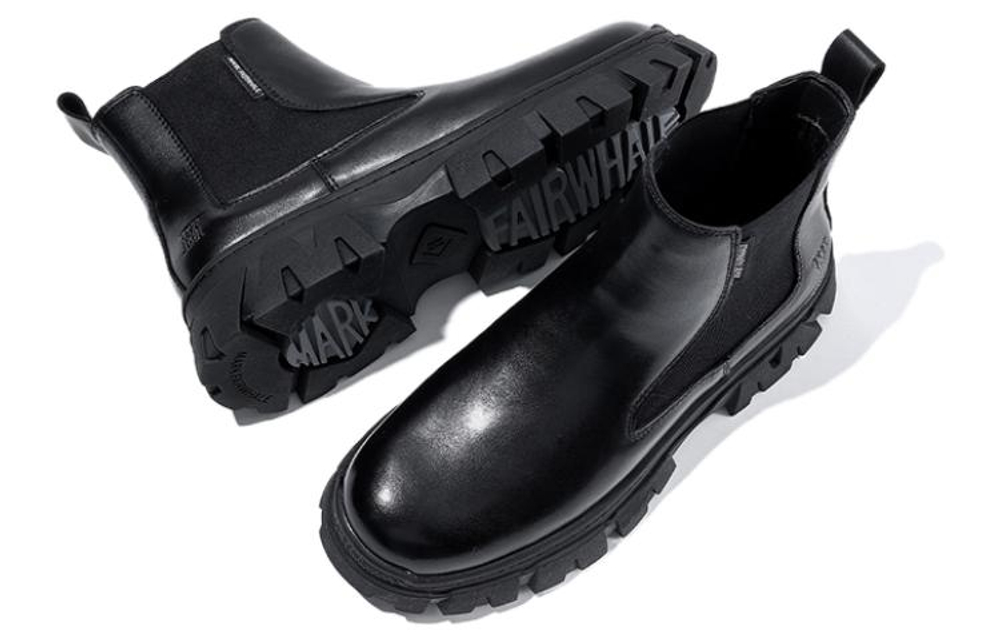 FAIRWHALE Split Cow Leather, Top Grain Cow Leather Ankle Boots Men"s Black