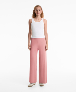 OYSHO Прямые трикотажные брюки, розовый