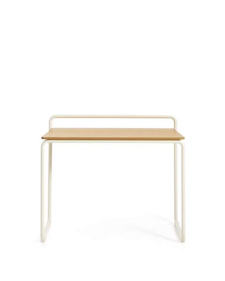 Tinn Письменный стол из ясеневого шпона с бежевой металлической конструкцией, 75 x 45,5