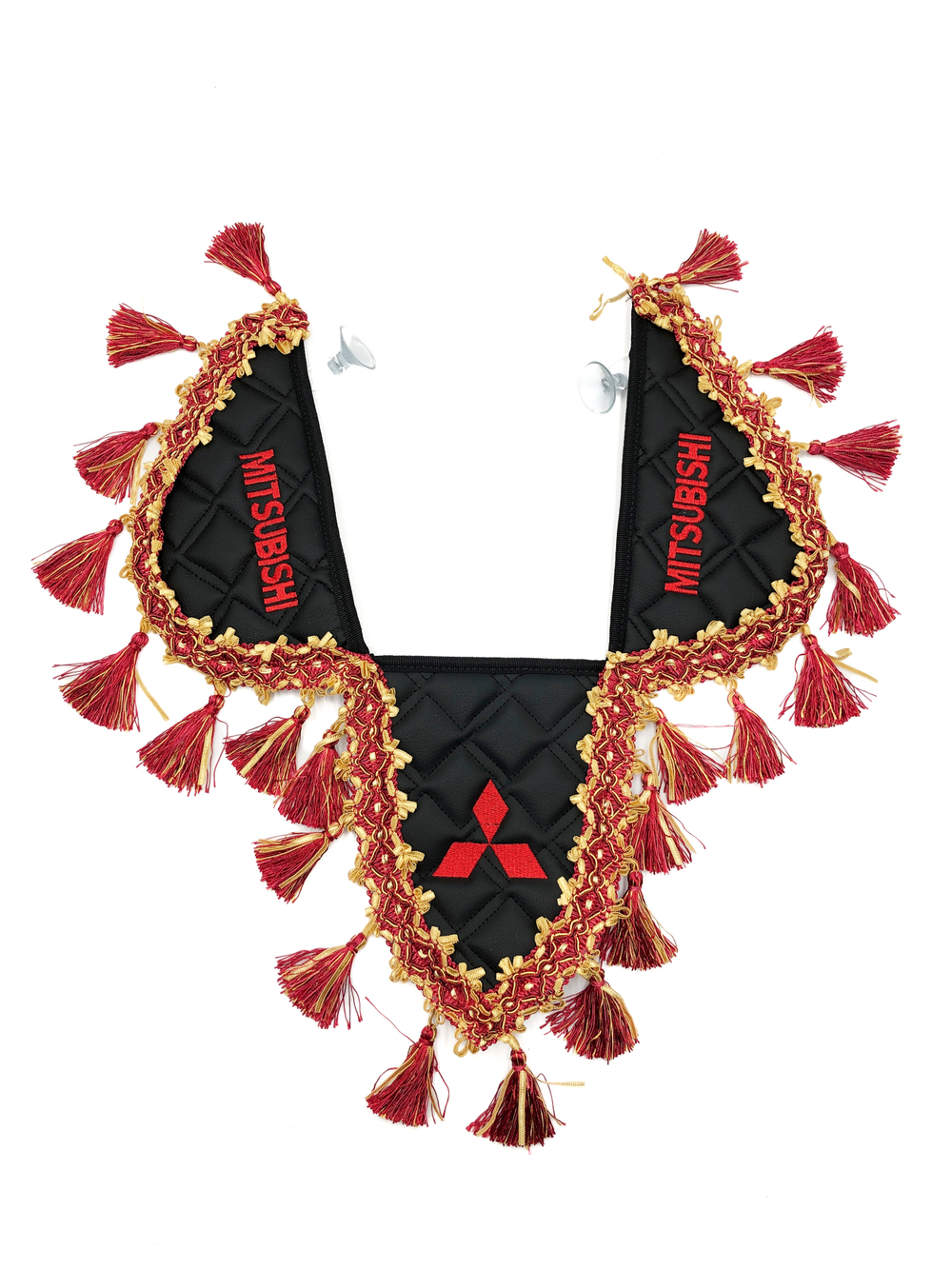 Вымпел тройной MITSUBISHI (экокожа, черный с красными кисточками)