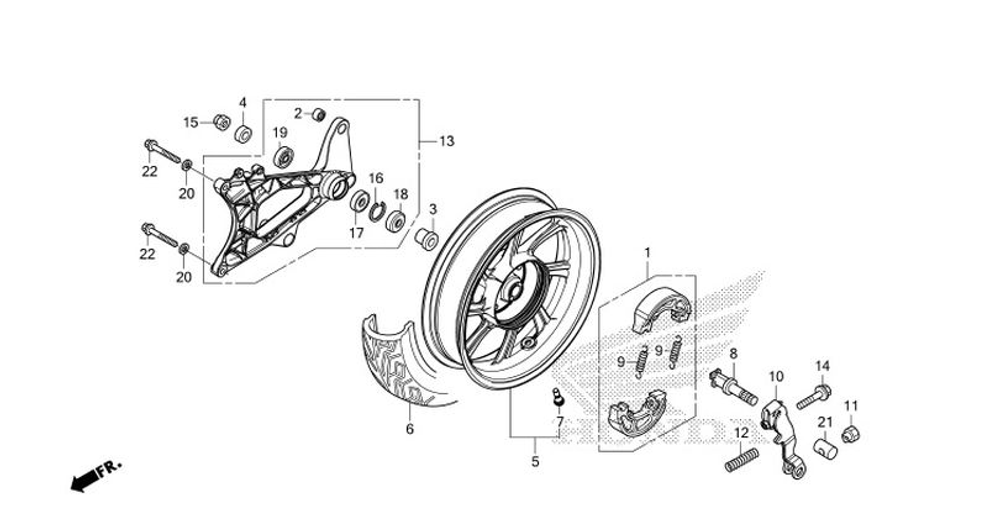 42650-K97-T00ZA. WHEEL SUB ASSY., RR. *NH303M*. rear wheel Honda PCX. (NH303M MAT AXIS GRAY METALLIC)