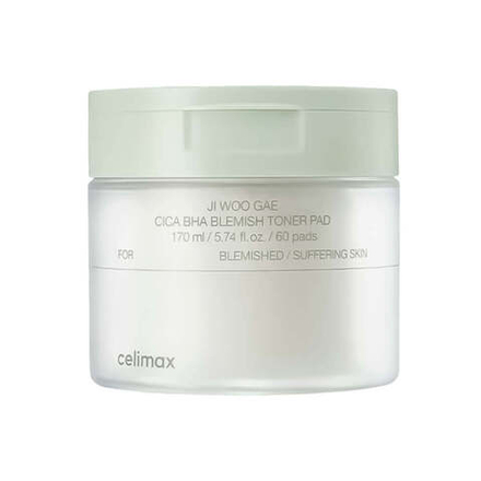 Пилинг-пэды от воспалений для проблемной кожи Celimax Ji Woo Gae Cica BHA Blemish Toner Pad, 60шт пэдов