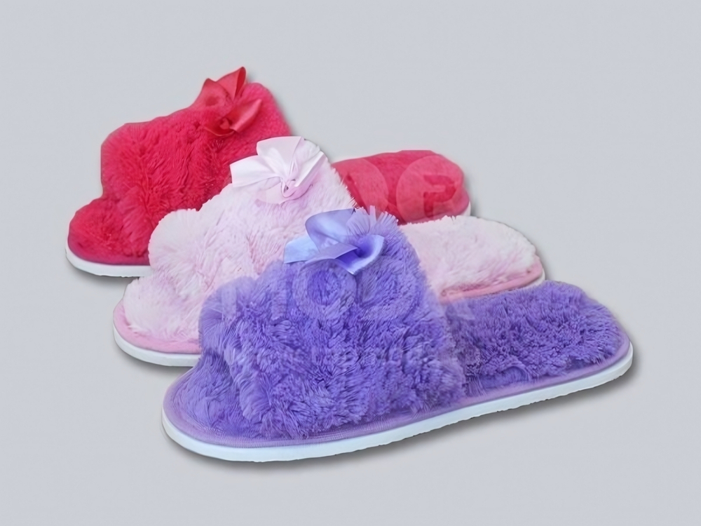 Тапочки домашние женские «Пимы» верх мех искуственный, окантовка-тесьма р-р 38