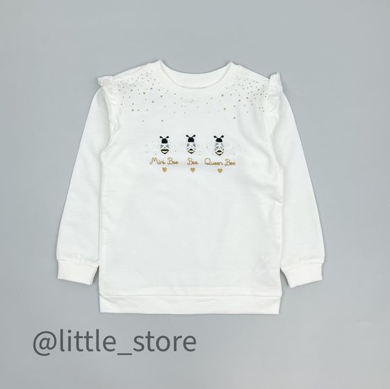 Свитшот из футера(тонкого) "Пчелки" Молочный