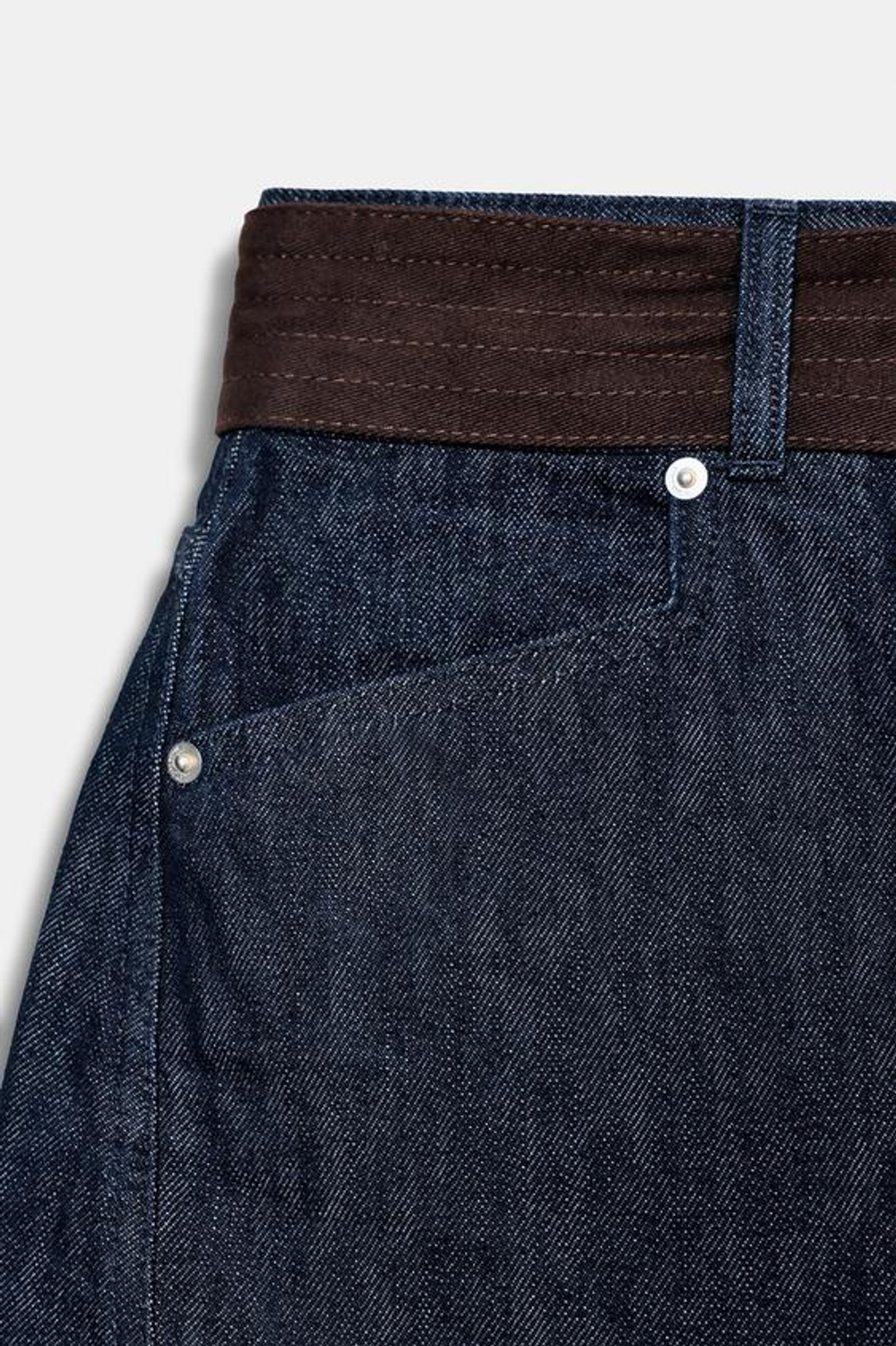 ZARA ДЖИНСЫ ZW COLLECTION BARREL С РЕМНЕМ, СИНИЙ