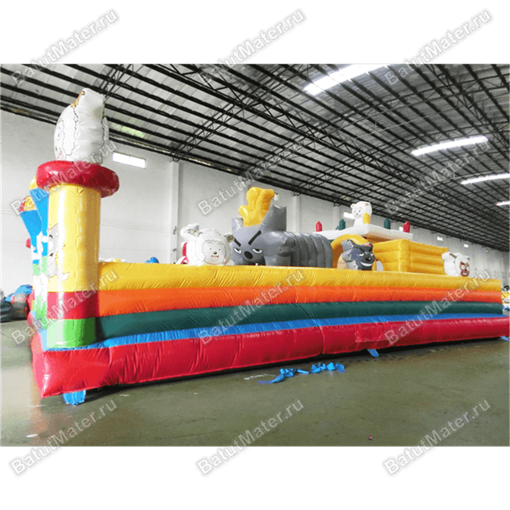 Надувной батут с крышей "Злой страшный серый волк"