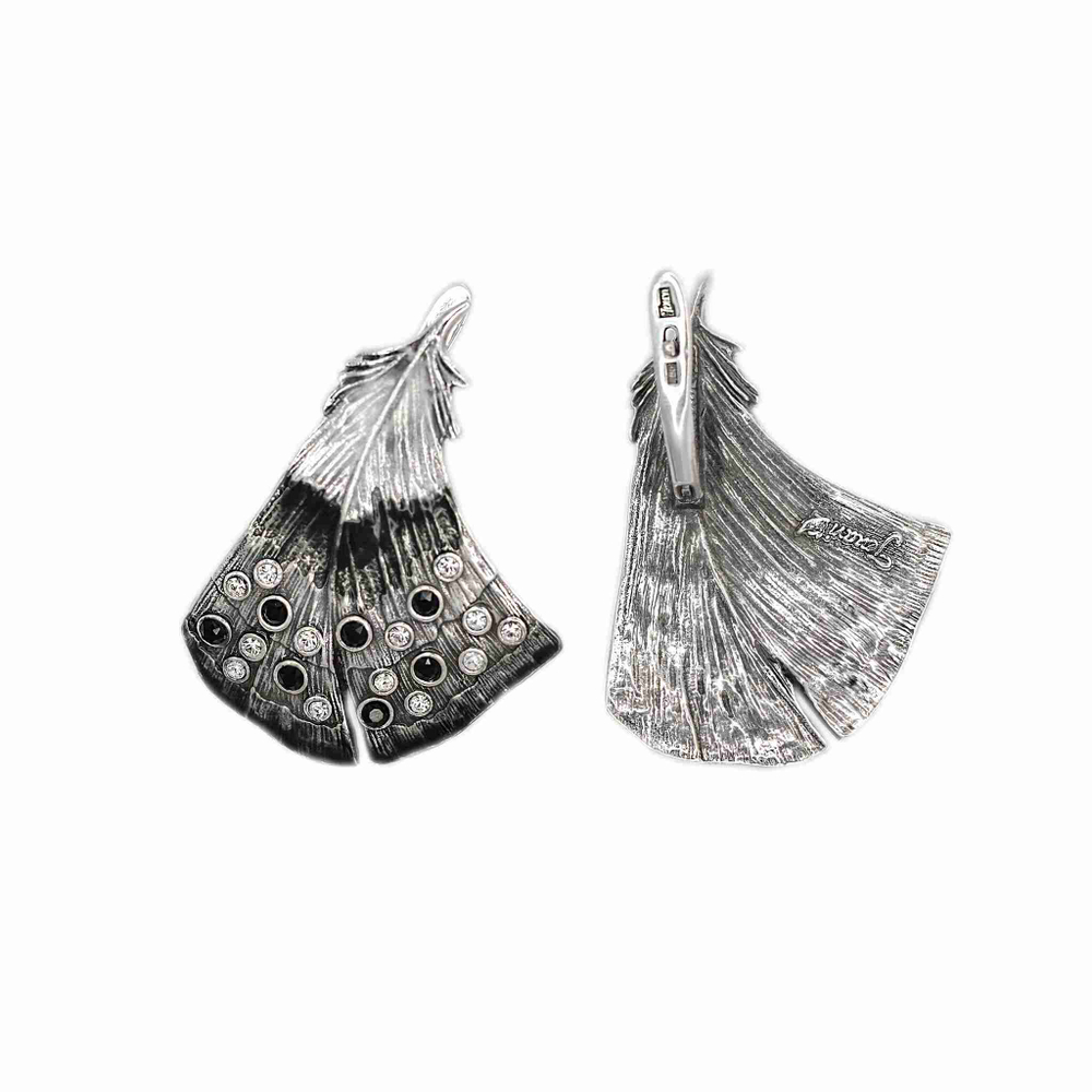 "Алауда" серьги в серебряном покрытии из коллекции "Мергус" от Jenavi с андийским замком