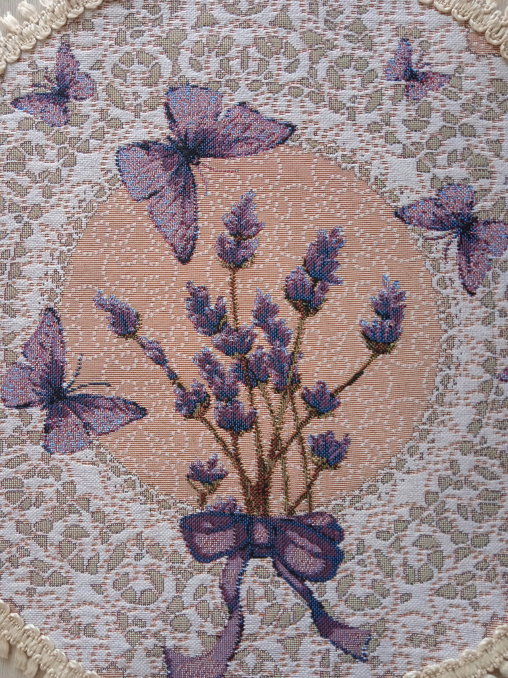 Набор декоративных гобеленовых салфеток Лаванда и кружево d 39 2шт