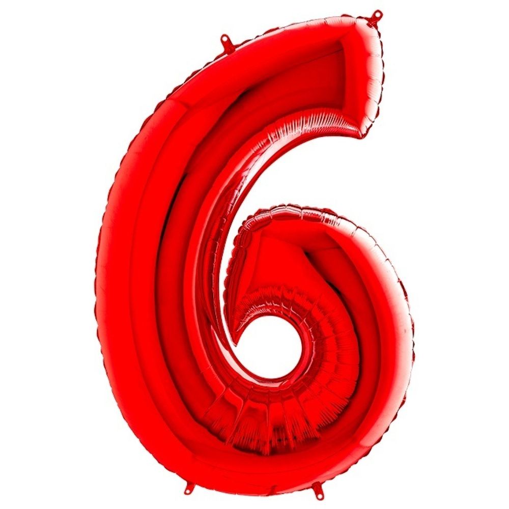 Шар фольгированный ЦИФРА &quot;6&quot; 40&quot; Red с гелием