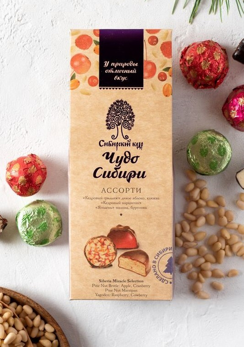Ассорти "Чудо Сибири" / грильяж, марципан, ягодень / 90 г / ТМ Сибирский кедр