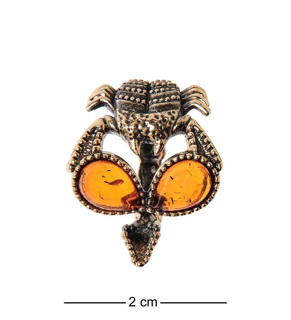 AM-2527 Кольцо «Скорпион» (латунь, янтарь)