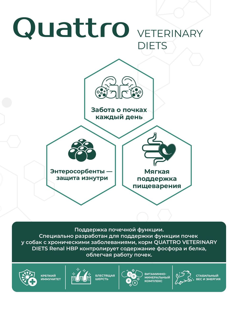 Корм для собак мелких пород VD Renal HBP, диетический, полнорационный при хронических болезнях почек, 12 кг, QUATTRO