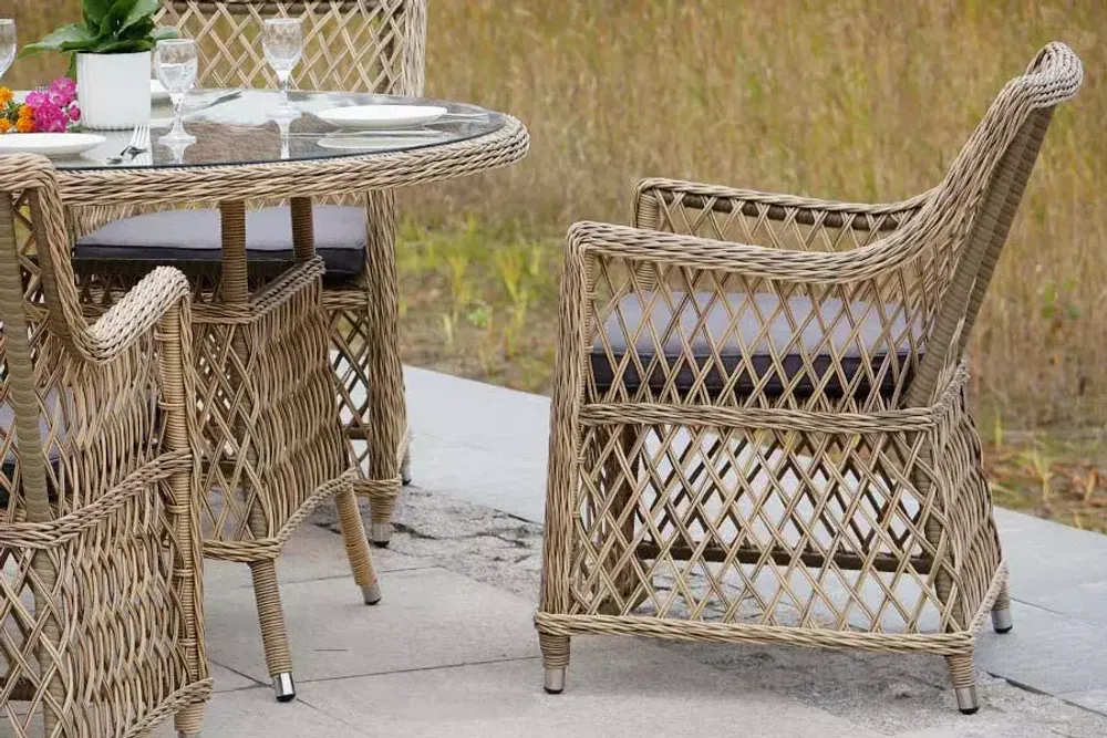 "Эспрессо" плетеный круглый стол, диаметр 118 см, цвет соломенный