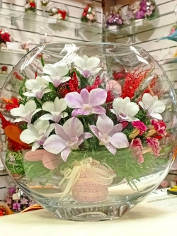 натуральные цветы в стекле, вакуум