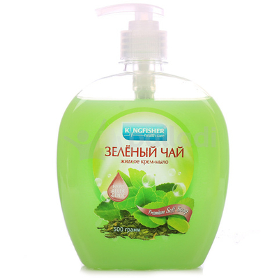 KINGFISHER Ж/мыло с дозатором,Зеленый чай 500г.