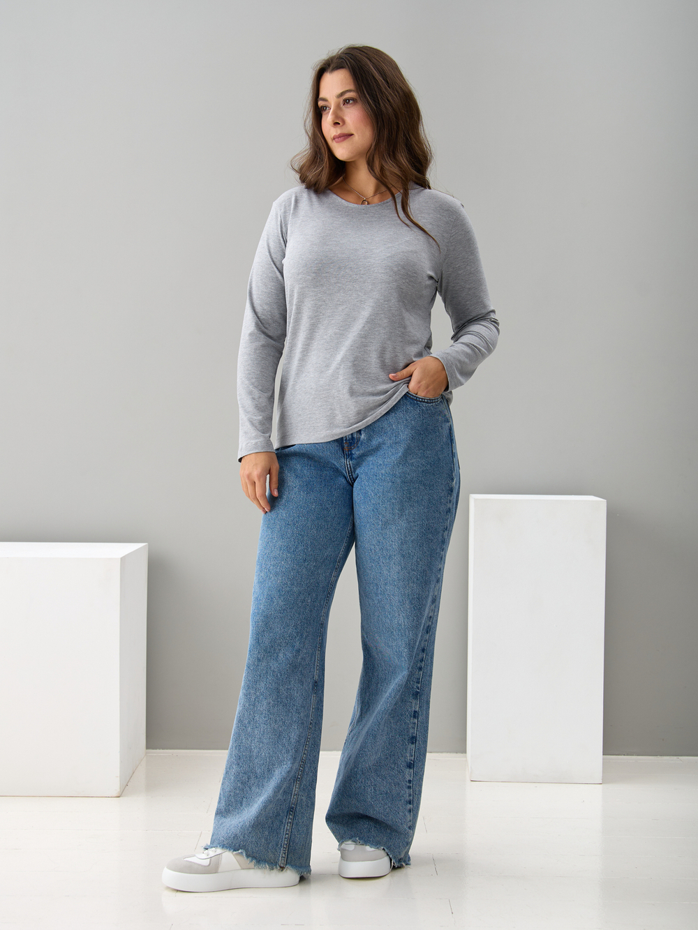 Лонгслив ЛНкл-081/светлосерый-меланж