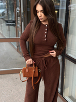 Костюм Agdali brand 1032 однотонный из лонгслива с пуговицами и широких штанов