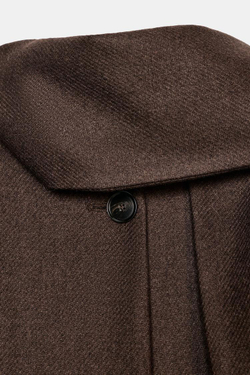 ZARA КОРОТКОЕ ПАЛЬТО ИЗ СМЕСОВОЙ ШЕРСТИ С ШАРФОМ, КОРИЧНЕВЫЙ