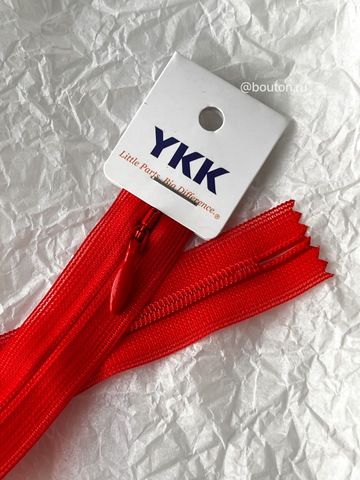 Молния YKK потайная, неразъемная тип 2 красная (томат) 819