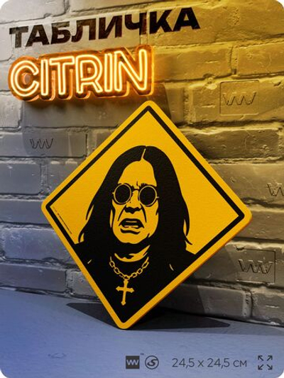Табличка декоративная "Оззи Осборн, Ozzy Osbourne, Black Sabbath" на дверь и стену, прикольная штука в подарок, декоративный знак, 24,5х24,5 см, пластиковая, Айдентика Технолоджи