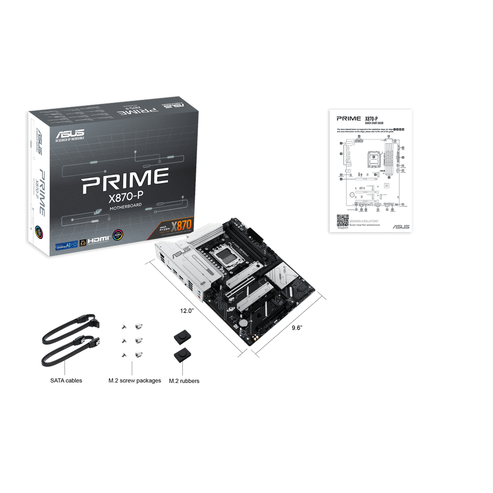 Материнская плата ASUS PRIME X870-P AM5 4xDDR5 2xSATA3 4xM.2 HDMI USB-C ATX