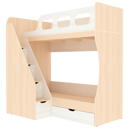 Кровать 2-х ярусная КарИВи Умка-6  Дуб Молочный Белое Дерево