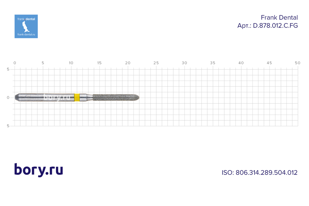 Бор алмазный желтый Frank Dental типа FG - D.878.012.C.FG