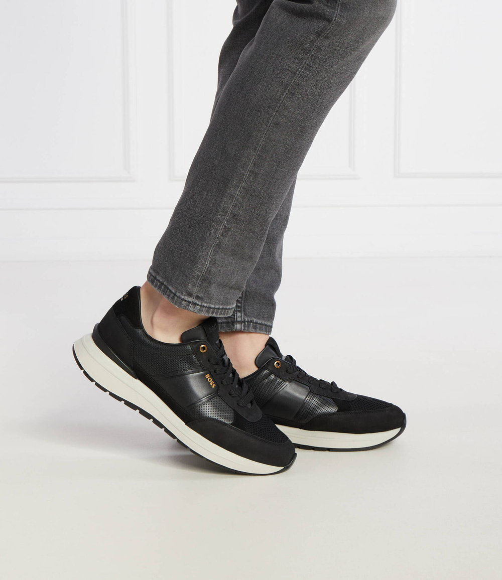 Кожаные кроссовки jace_runn_lmme BOSS BLACK - черный(50517307)