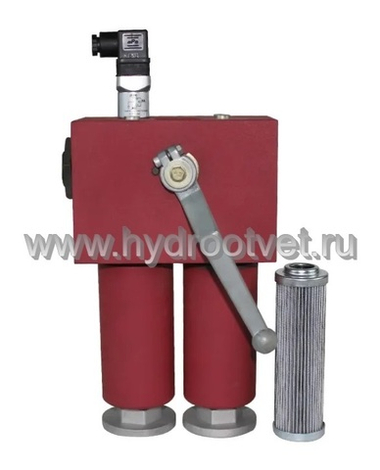 WKDFDKON660QLL10D1.X/-L24 - Напорный фильтр гидравлический сдвоенный модели DFDK тонкость фильтрации 10 мкм, типоразмер 660, вид присоединения: фланец SAE 2" (DN50), материал корпуса - чугун, рабочее давление до 315 бар, визуально-электрический (лампа с напряжением 24В) индикатор загрязнения