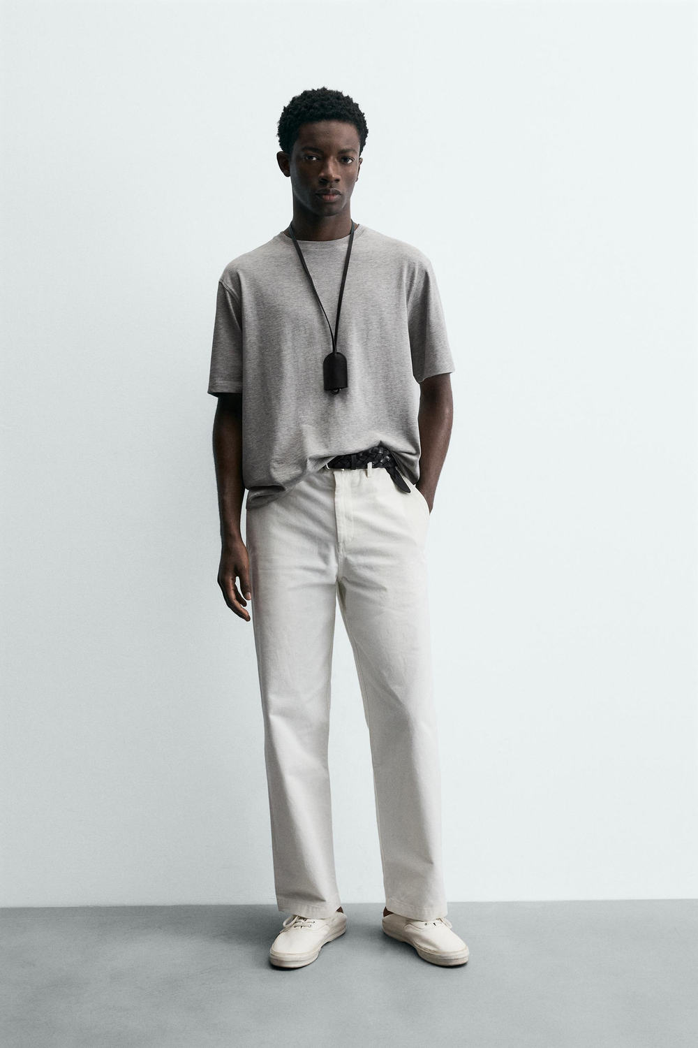ZARA ФУТБОЛКА С КОРОТКИМ РУКАВОМ, СЕРЫЙ МЕЛАНЖ