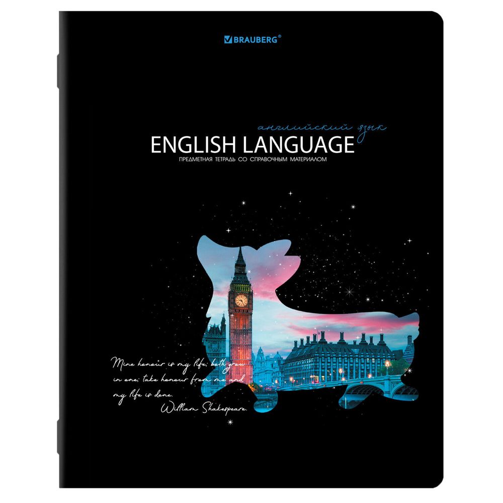 Тетрадь предметная "STARLIGHT" 48 л., глянцевый УФ-лак, АНГЛИЙСКИЙ ЯЗЫК, клетка, BRAUBERG, 404522