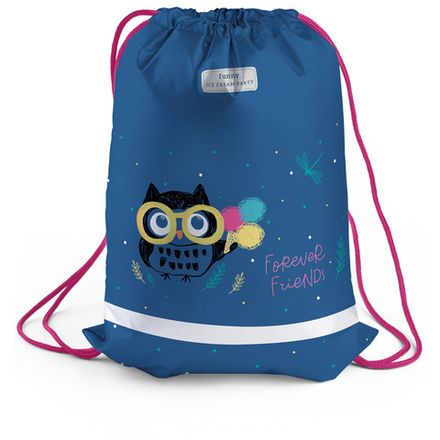 Мешок для обуви 1 отделение, Berlingo Funny owl 46х36см, сеточка, светоот.лента